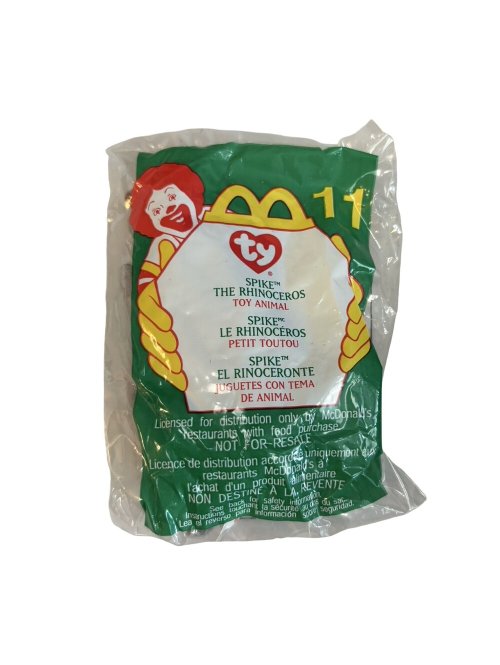 Ty Beanie Baby Spike the Rhinoceros New In Package 2000 McDonald’s #11
